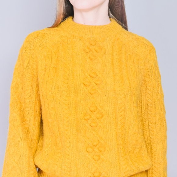 DEMYLEE x J. CREW Wool Blend Mustard Knit Sweater - Picture 2 of 6